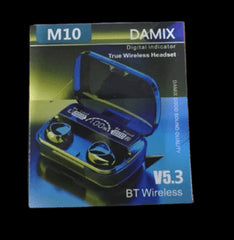 M10 Damix V 5.3 Bluetooth Wireless Earbuds with LED Display, Touch Control, and Long Battery Life