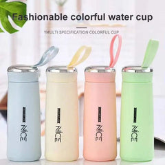 Nice Bottle | 400ml Mini Flask Glass Water Bottle with Vacuum Insulation | Temperature Resistant | Random Colors