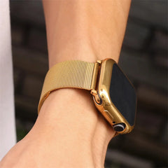 Gold | Apple Watch Milanese Magnetic Loop Strap | Stainless Steel Band | 42mm / 44mm / 45mm