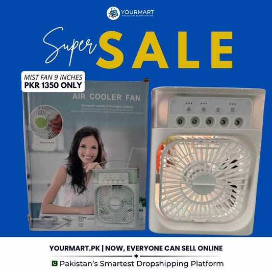 9 Inch Mist Fan | Portable Air Conditioner Fan | Mist Water, And Humidifier Function | Led Night Light Water Mist | Random Color