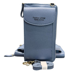 Portable Soft Leather Crossbody Bag for Women | Stylish Mobile Purse & Wallet | Light Blue