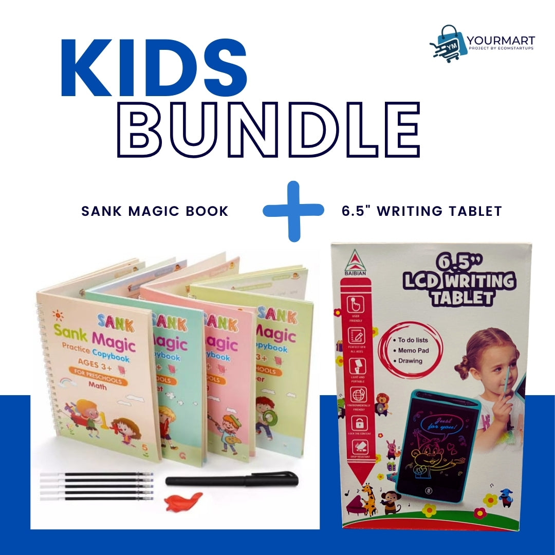 4-in-1 Sank Magic Book Practice + 6.5-Inch Multi-Color LCD Electronic Writing Tablet  | Premium Quality