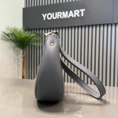 Crescent Luxury Faux Leather Shoulder Bag | Dark Gray Elegant Handbag for Women