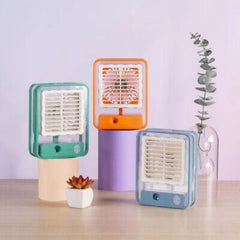 Portable USB Air Cooler Fan – 3-Speed, Mist Spray, Rechargeable | Random Color