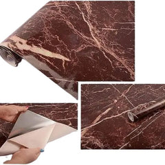 Autumn Brown | Marble Sheet Sticker 60x200cm | Waterproof Self-Adhesive PVC Wallpaper for Furniture Walls