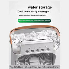10 Inches | Large Size Portable Air Conditioner Fan | Usb Electric Fan With Led Night Light, Fine Mist Water, And Humidifier Function | Led Night Light Water Mist | Random Color